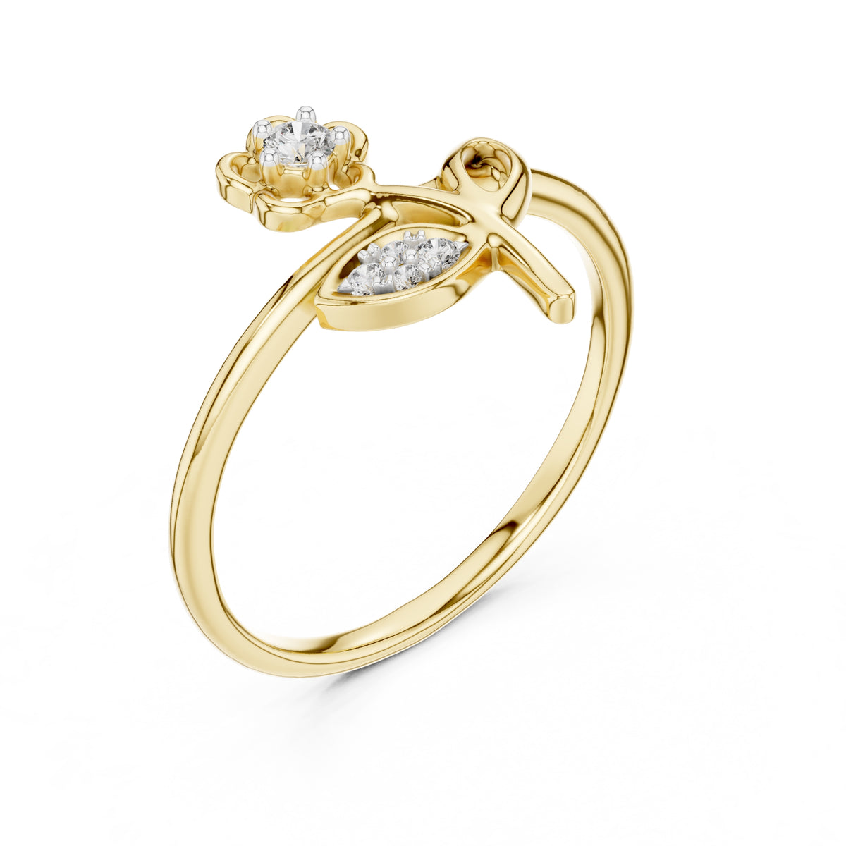 Blooming Blossom Minimalist Ring Yellow Gold