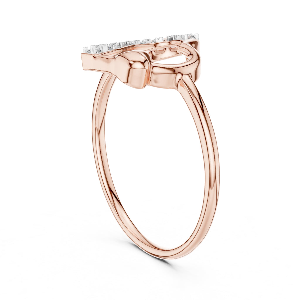 Asymmetric Heart Pavé Minimalist Ring Rose Gold