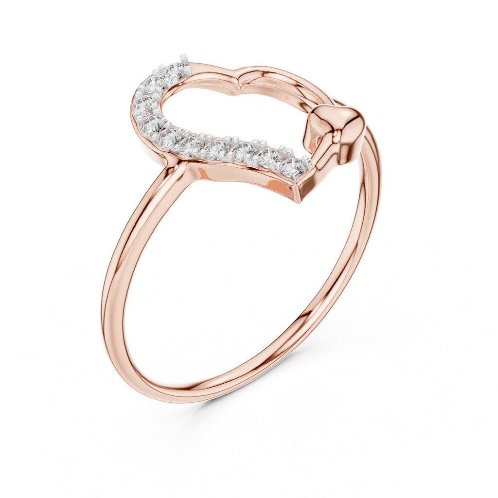 Asymmetric Heart Pavé Minimalist Ring Rose Gold