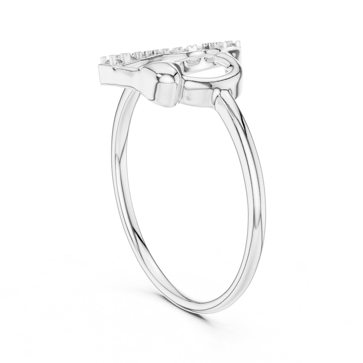 Asymmetric Heart Pavé Minimalist Ring White Gold