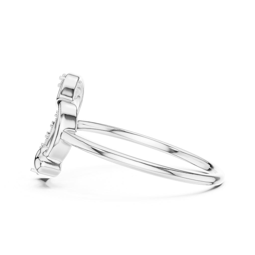 Asymmetric Heart Pavé Minimalist Ring White Gold