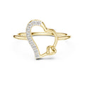 Asymmetric Heart Pavé Minimalist Ring Yellow Gold