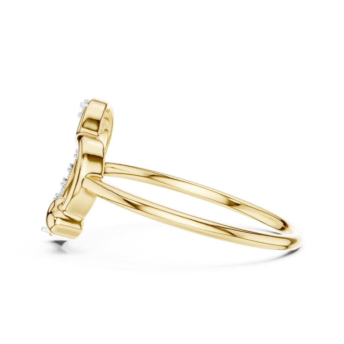 Asymmetric Heart Pavé Minimalist Ring Yellow Gold