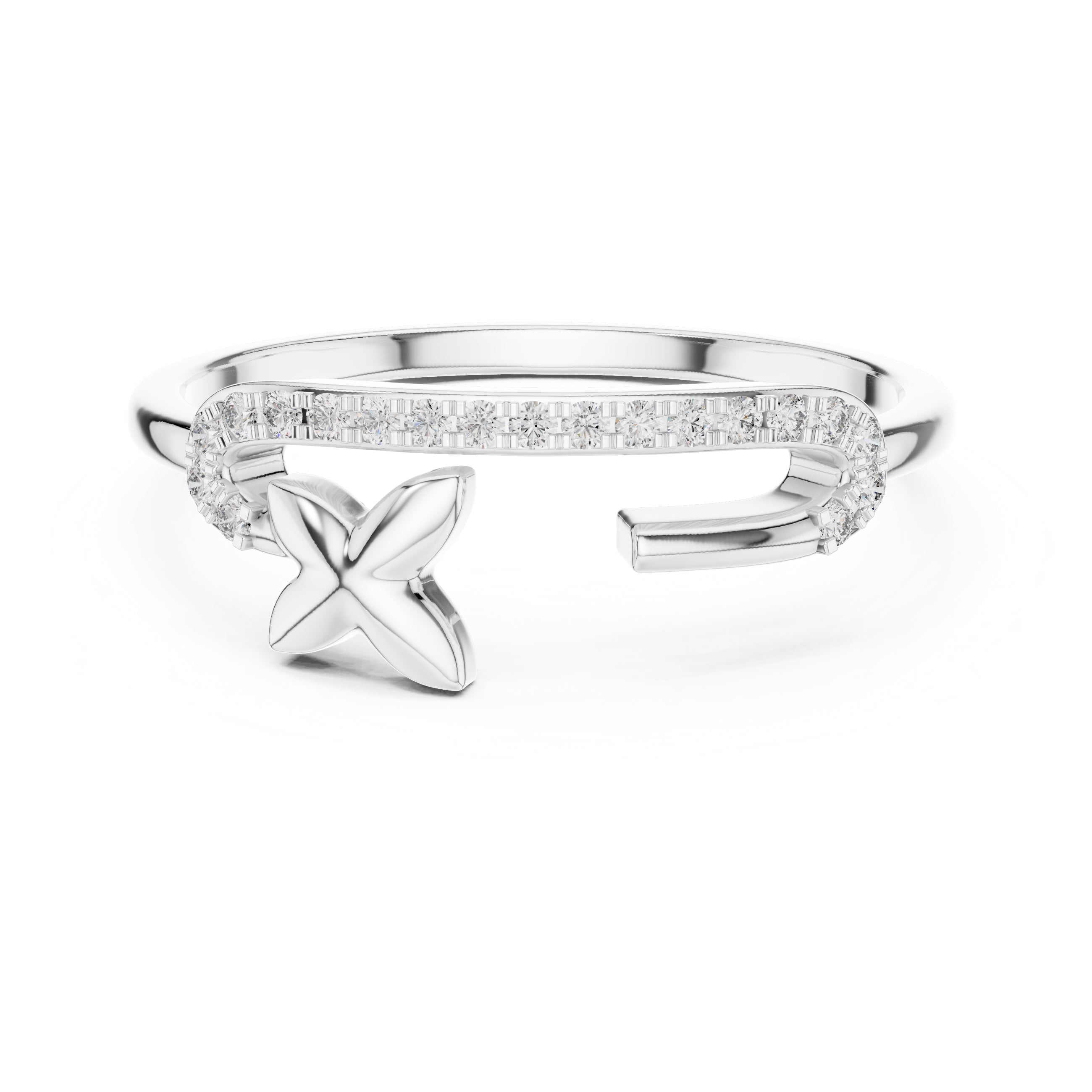 Blossom Accent Open Band Ring White Gold