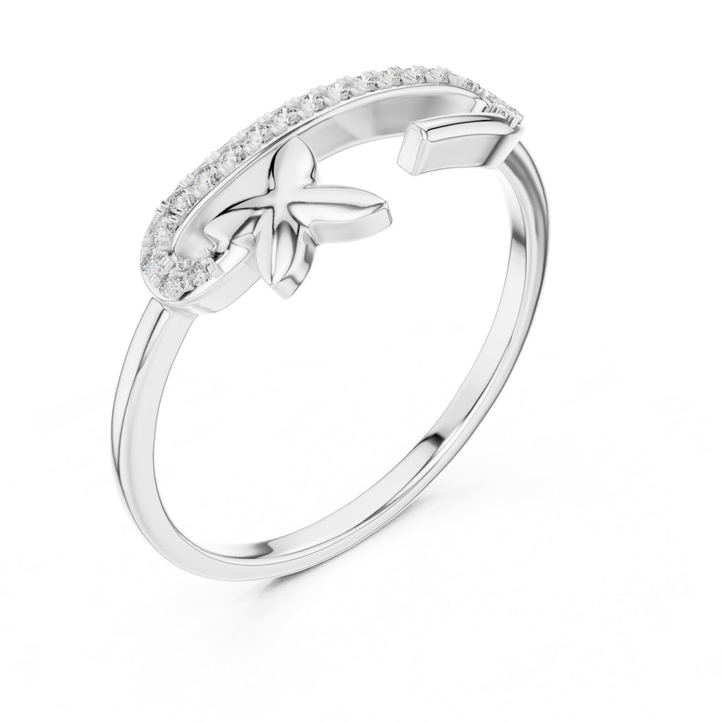Blossom Accent Open Band Ring White Gold