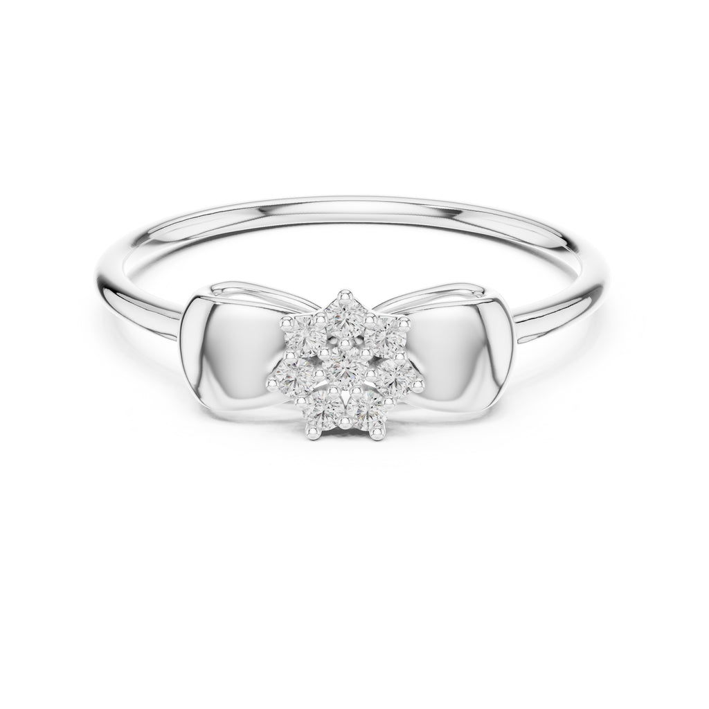 Bow Cluster Minimalist Ring White Gold