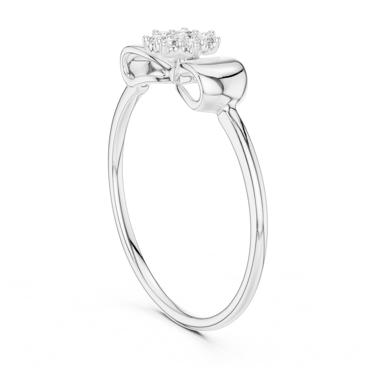 Bow Cluster Minimalist Ring White Gold