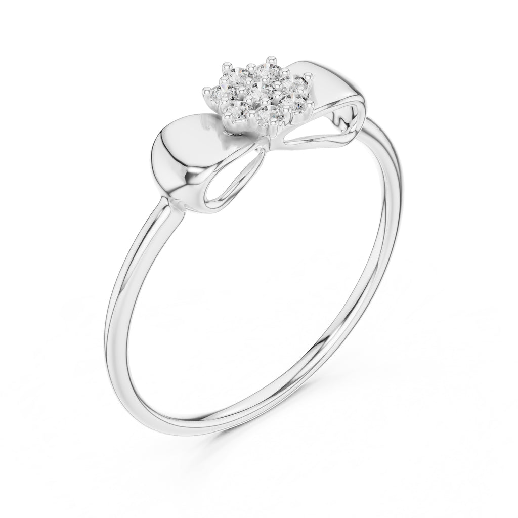 Bow Cluster Minimalist Ring White Gold