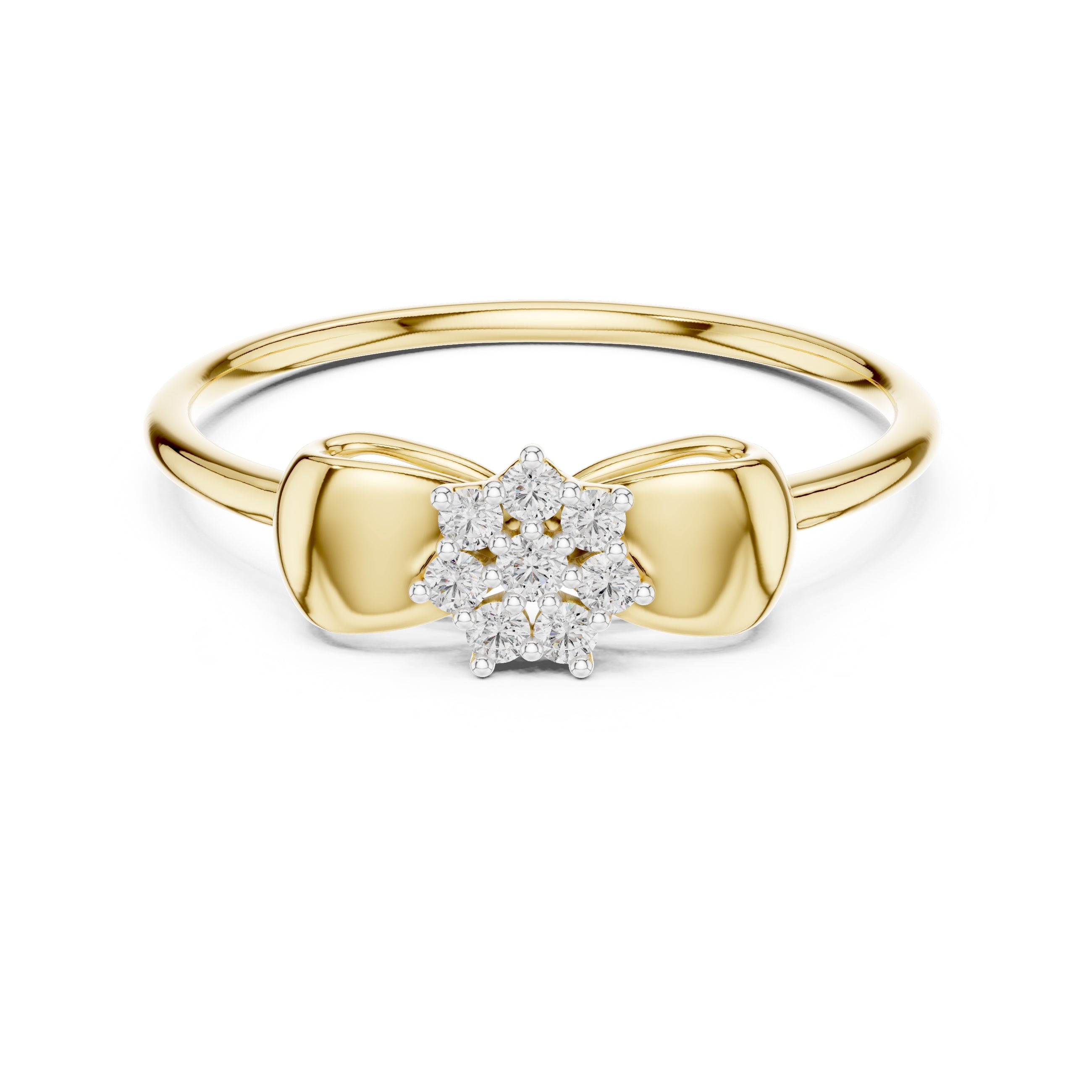 Bow Cluster Minimalist Ring Yellow Gold