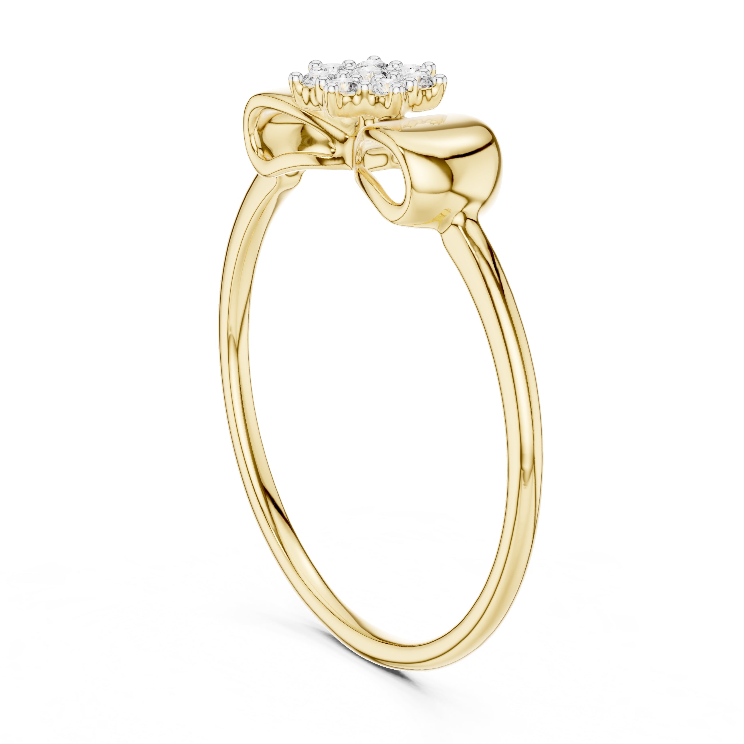 Bow Cluster Minimalist Ring Yellow Gold