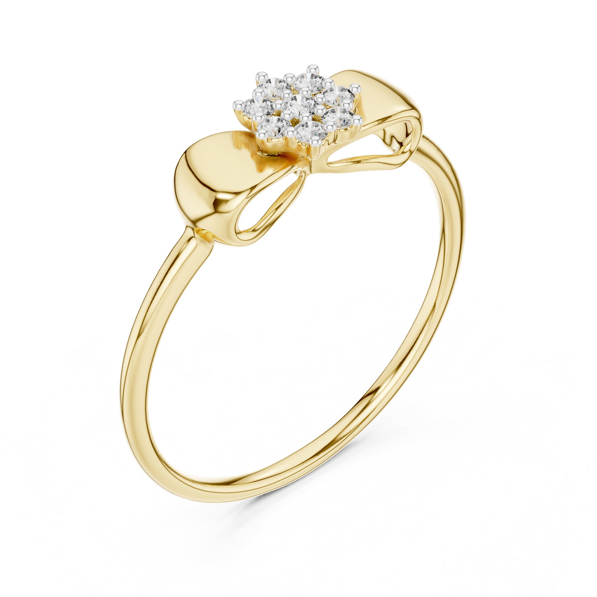 Bow Cluster Minimalist Ring Yellow Gold