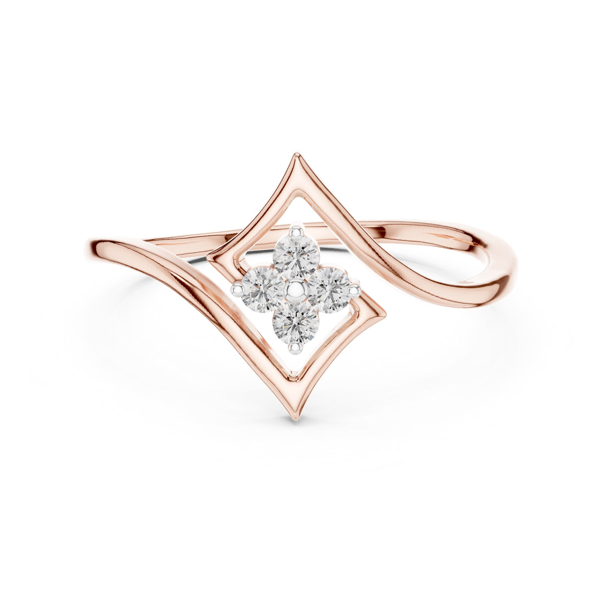 Geometric Diamond Cluster Ring Rose Gold
