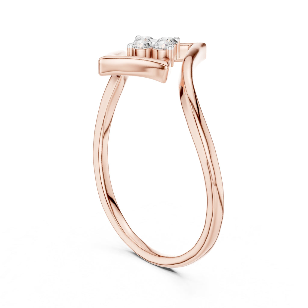 Geometric Diamond Cluster Ring Rose Gold