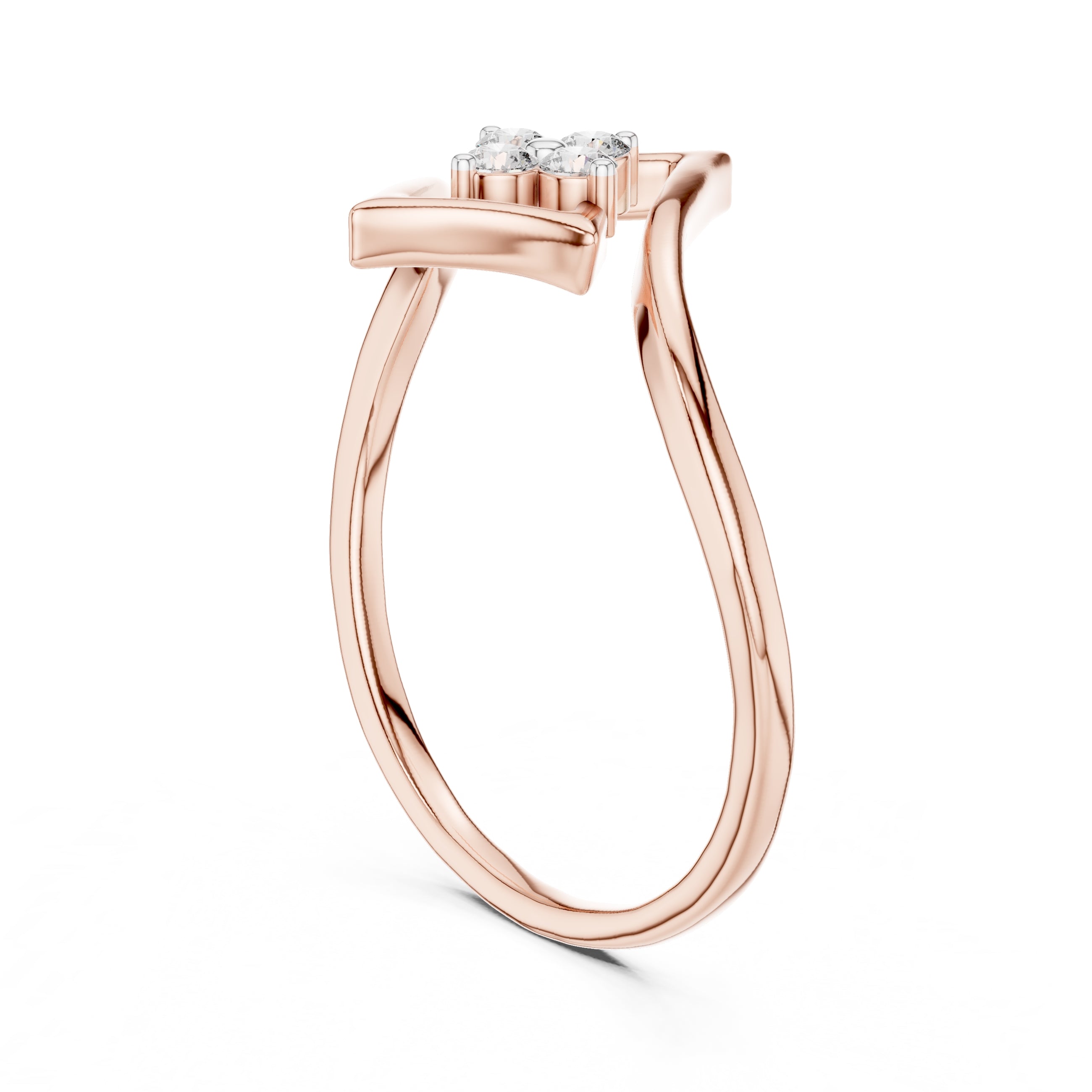 Geometric Diamond Cluster Ring Rose Gold