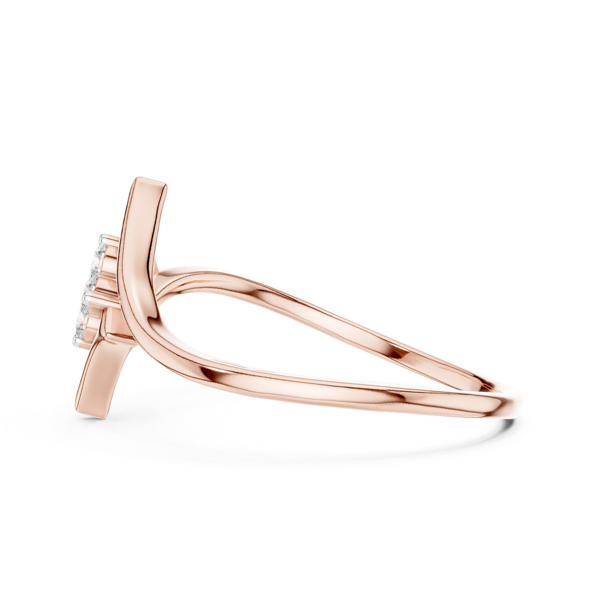 Geometric Diamond Cluster Ring Rose Gold