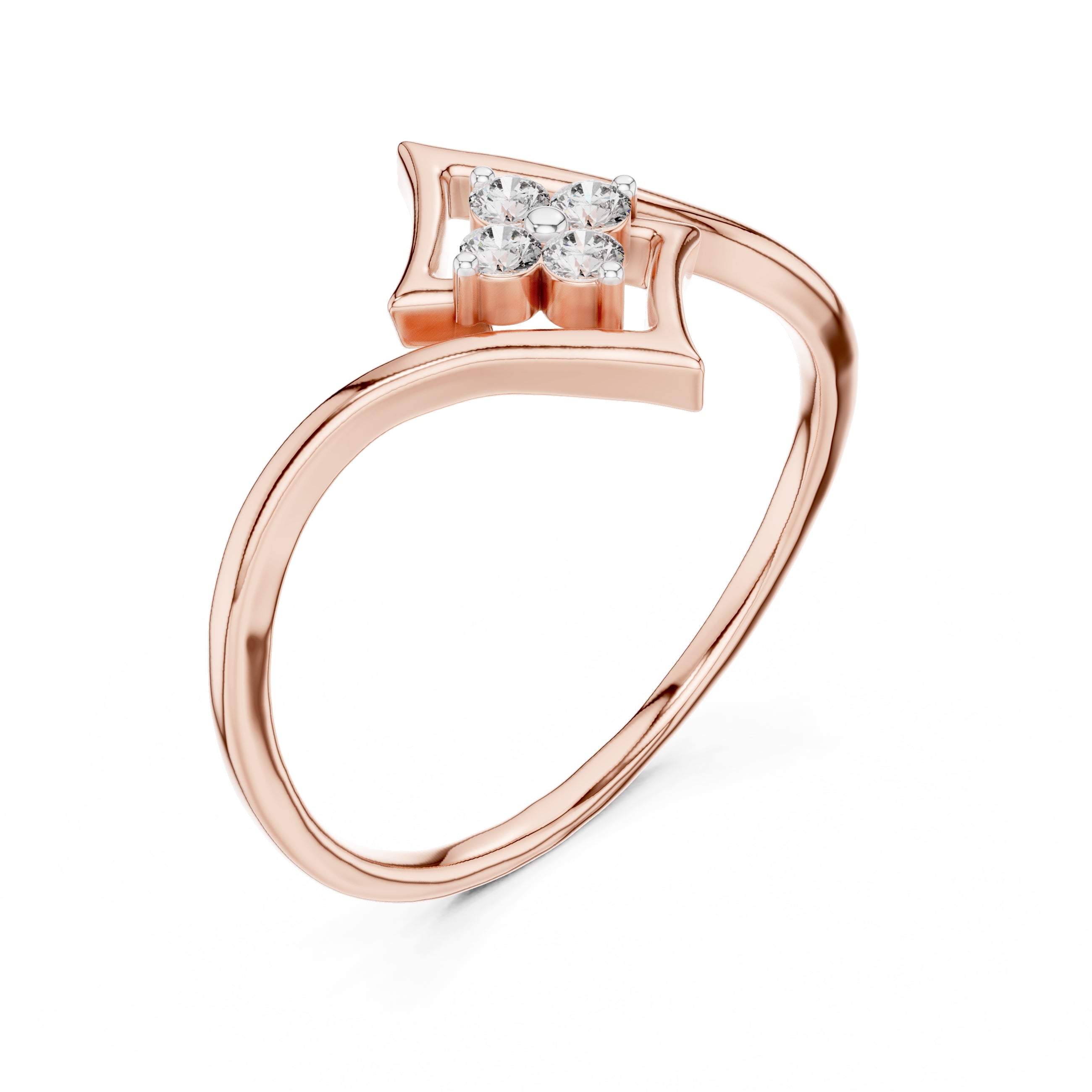 Geometric Diamond Cluster Ring Rose Gold