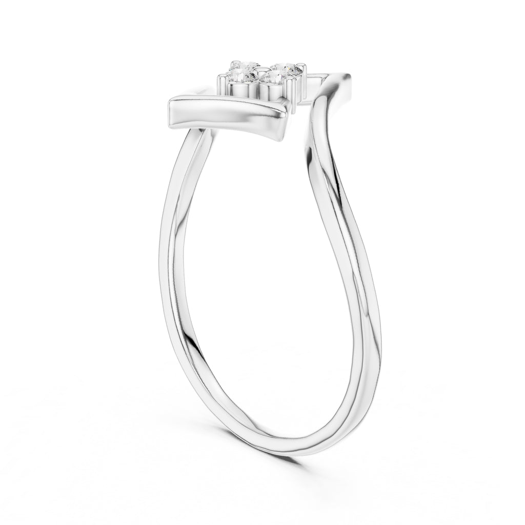 Geometric Diamond Cluster Ring White Gold