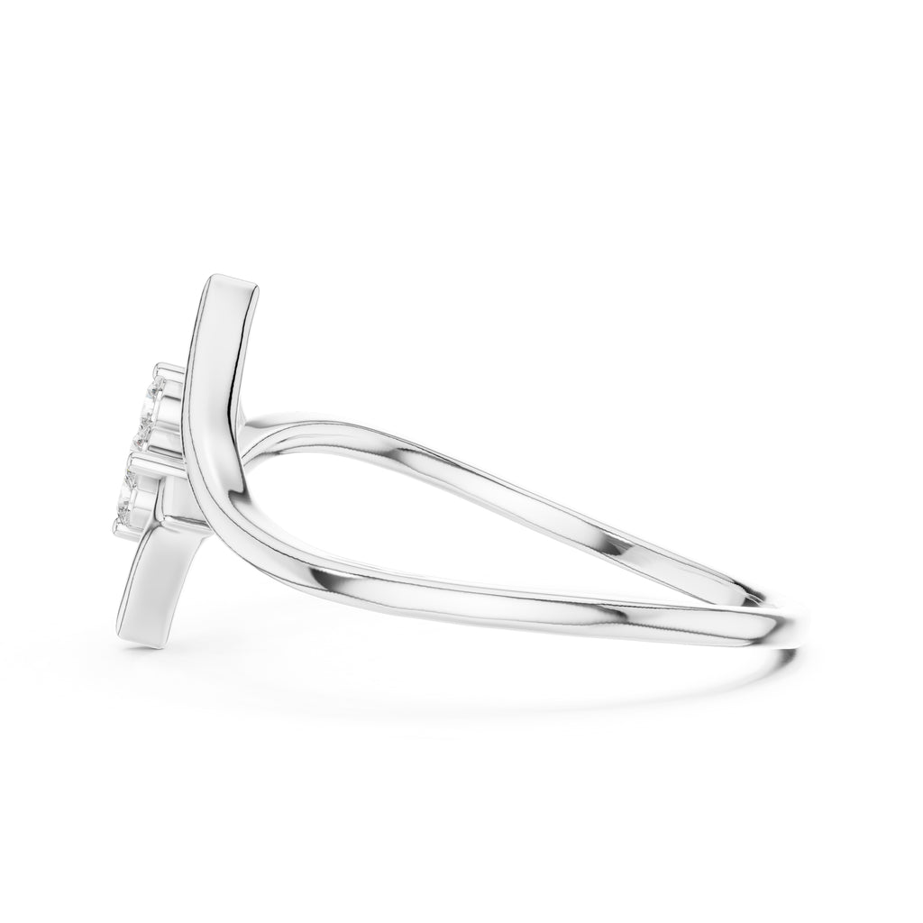 Geometric Diamond Cluster Ring White Gold