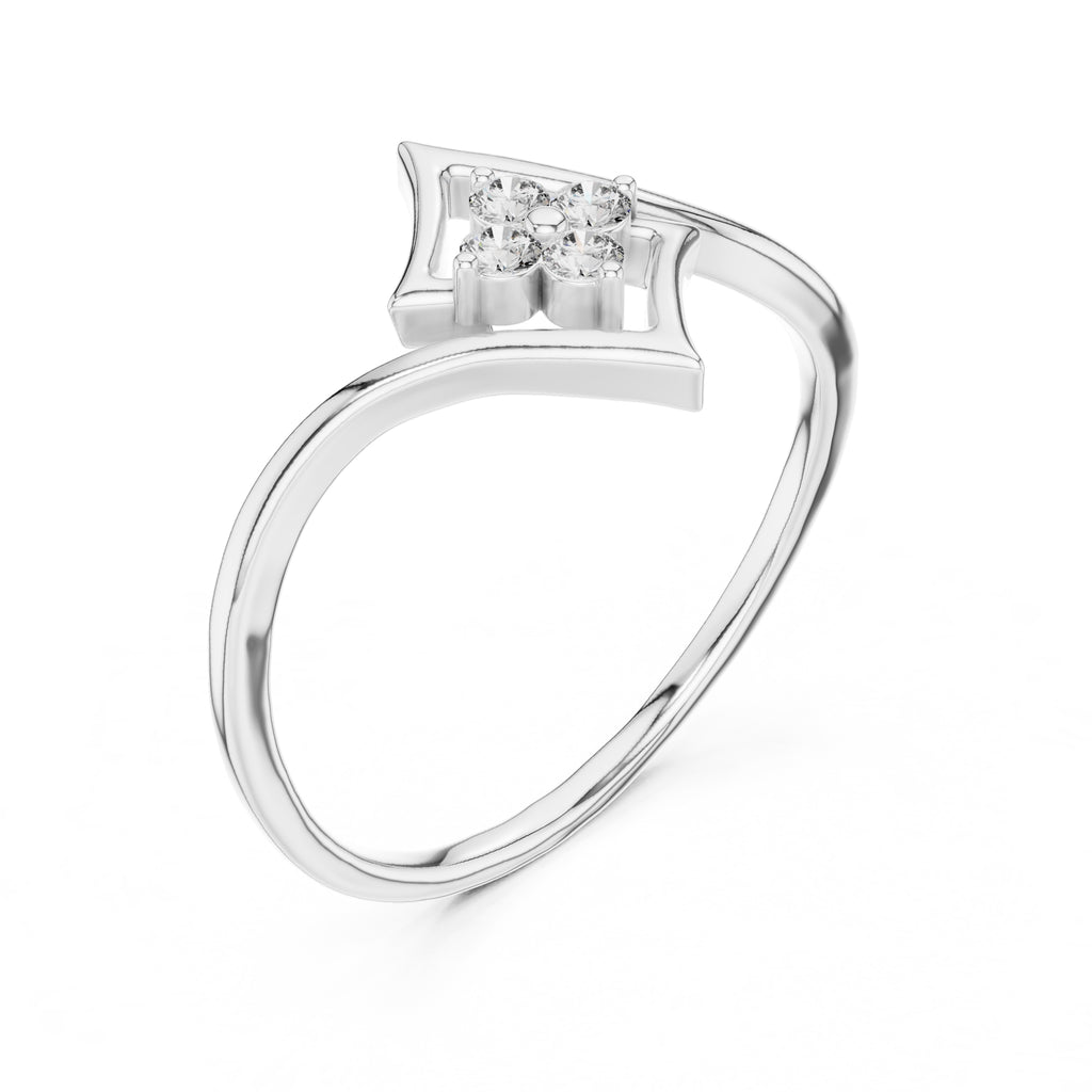 Geometric Diamond Cluster Ring White Gold