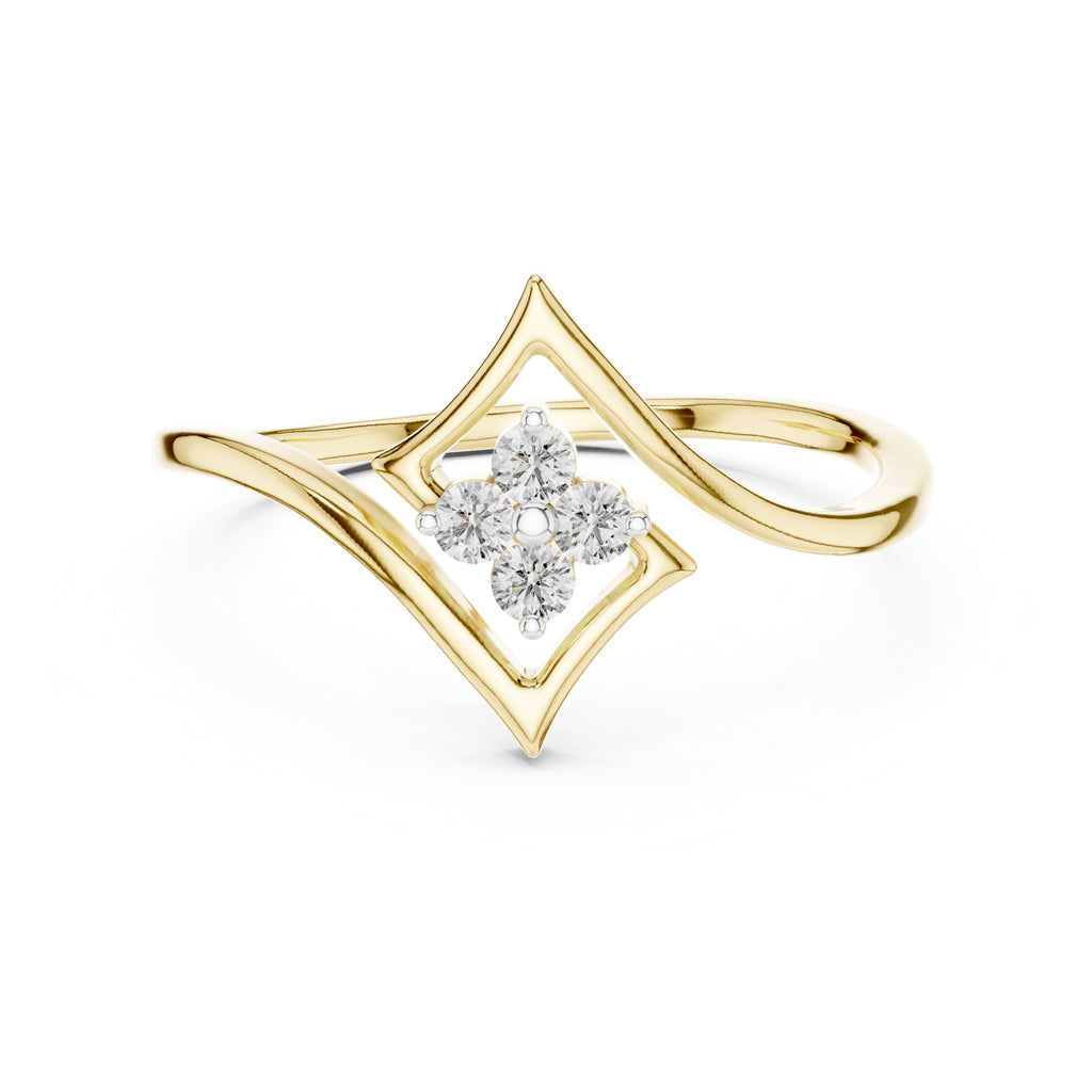 Geometric Diamond Cluster Ring Yellow Gold