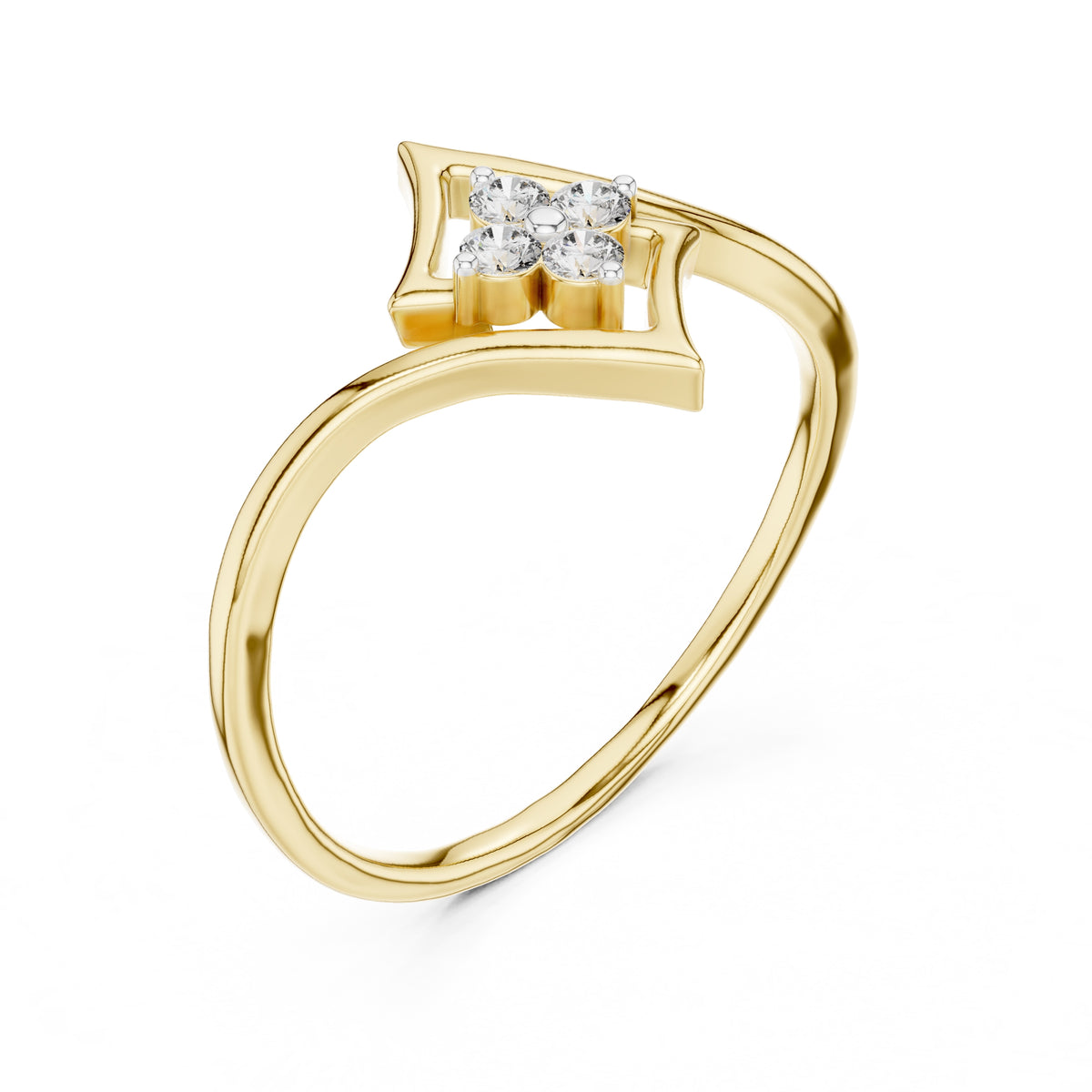 Geometric Diamond Cluster Ring Yellow Gold