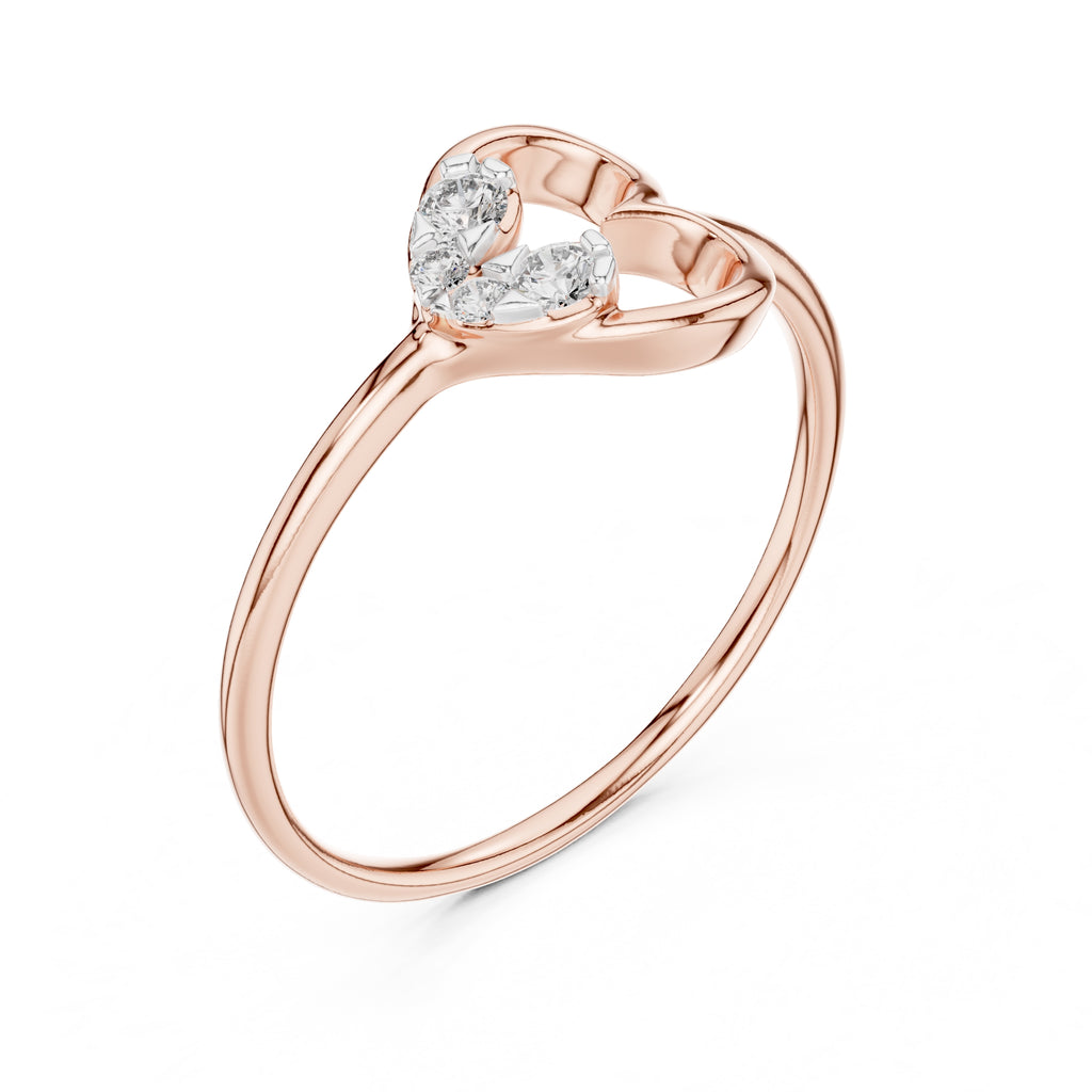 Asymmetric Heart Cluster Ring Rose Gold