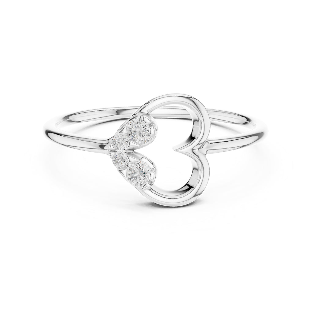 Asymmetric Heart Cluster Ring White Gold