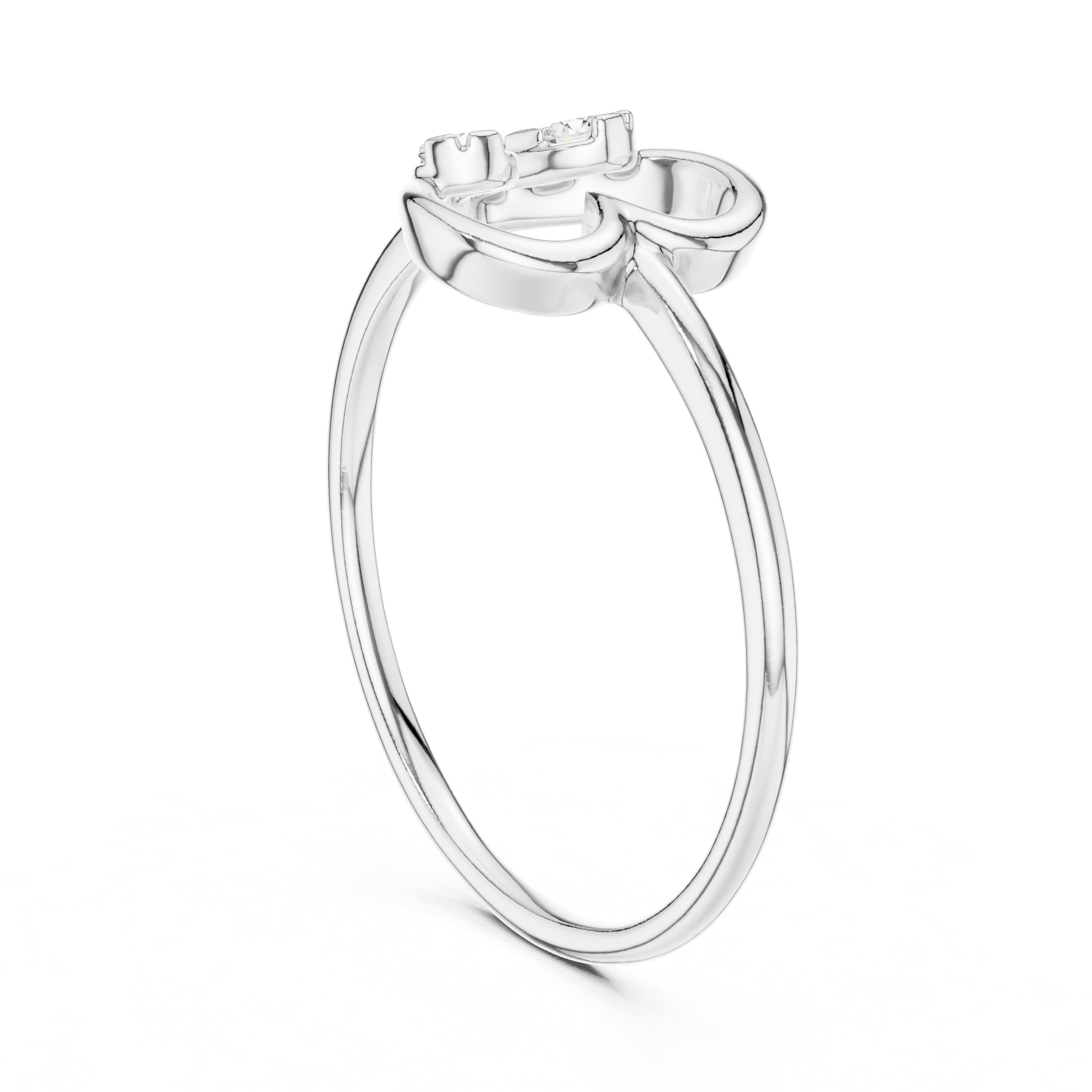 Asymmetric Heart Cluster Ring White Gold