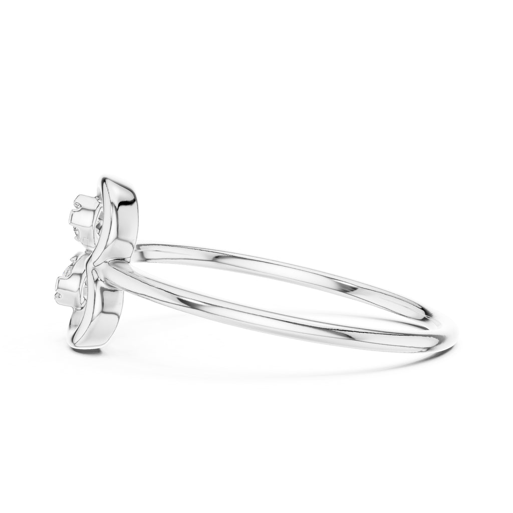 Asymmetric Heart Cluster Ring White Gold