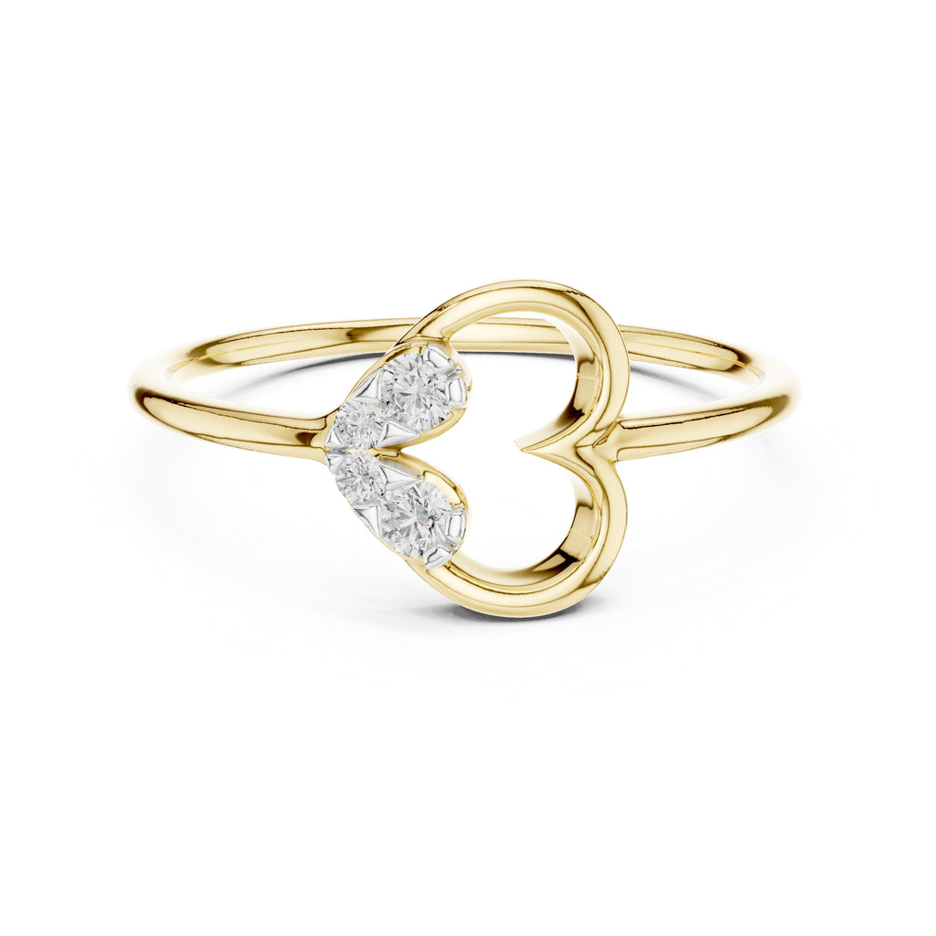 Asymmetric Heart Cluster Ring Yellow Gold