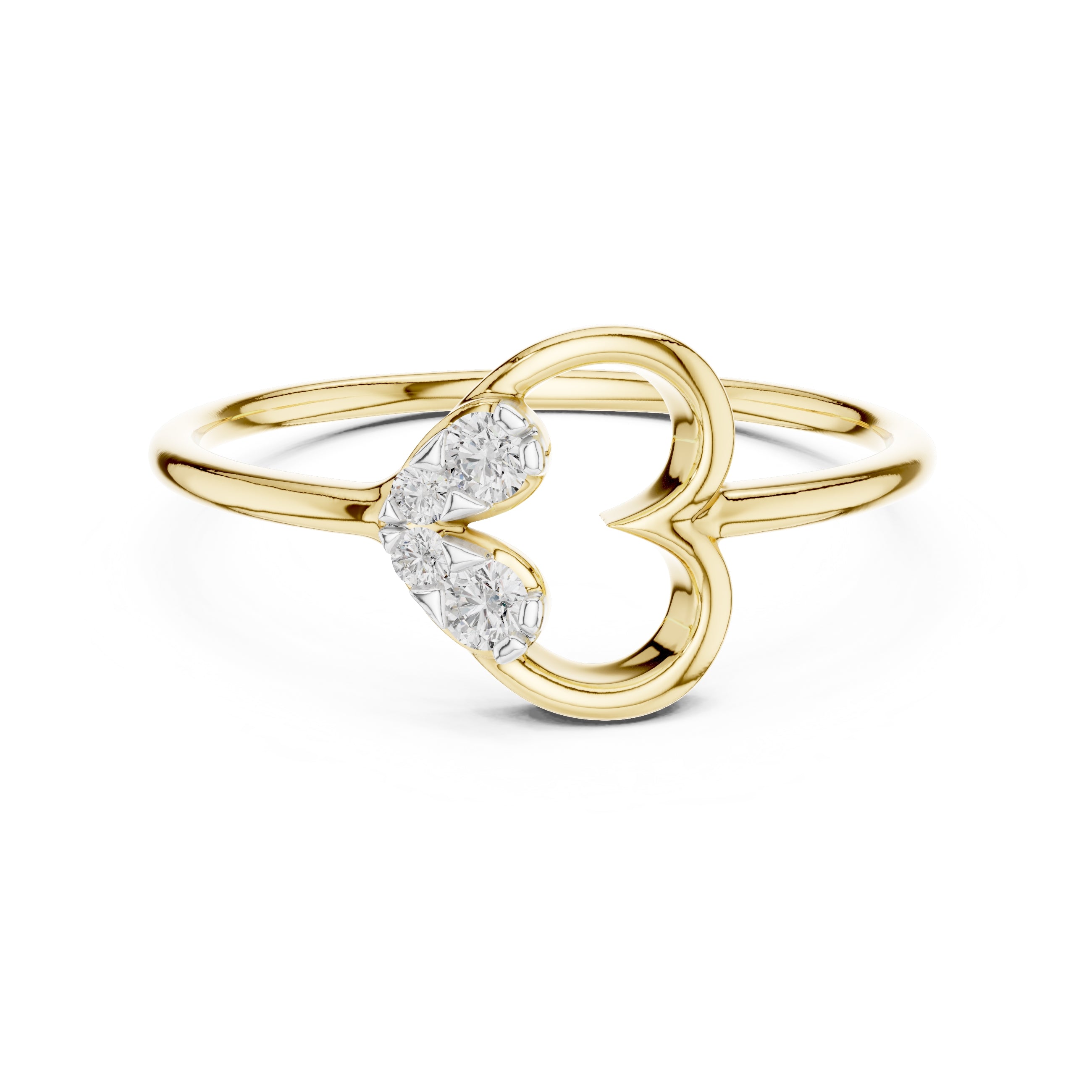 Asymmetric Heart Cluster Ring Yellow Gold