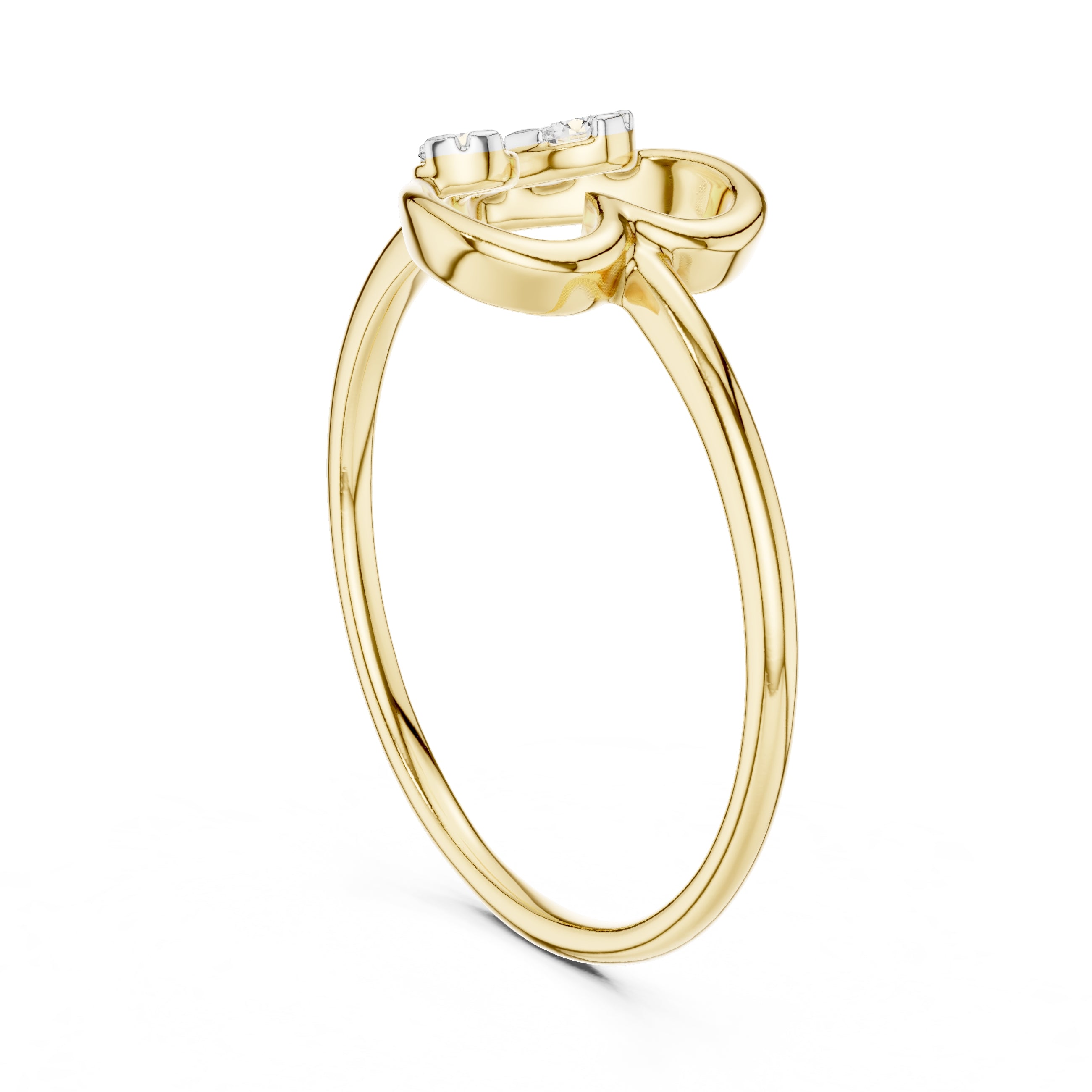 Asymmetric Heart Cluster Ring Yellow Gold