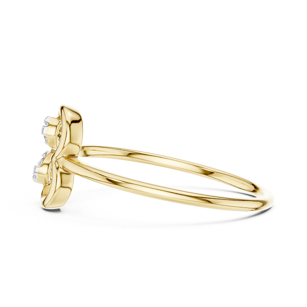 Asymmetric Heart Cluster Ring Yellow Gold