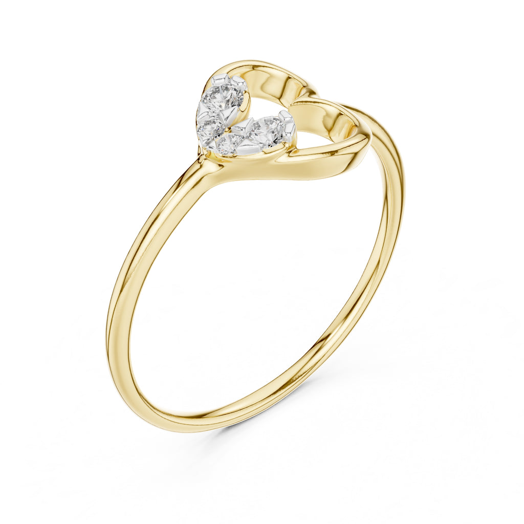 Asymmetric Heart Cluster Ring Yellow Gold