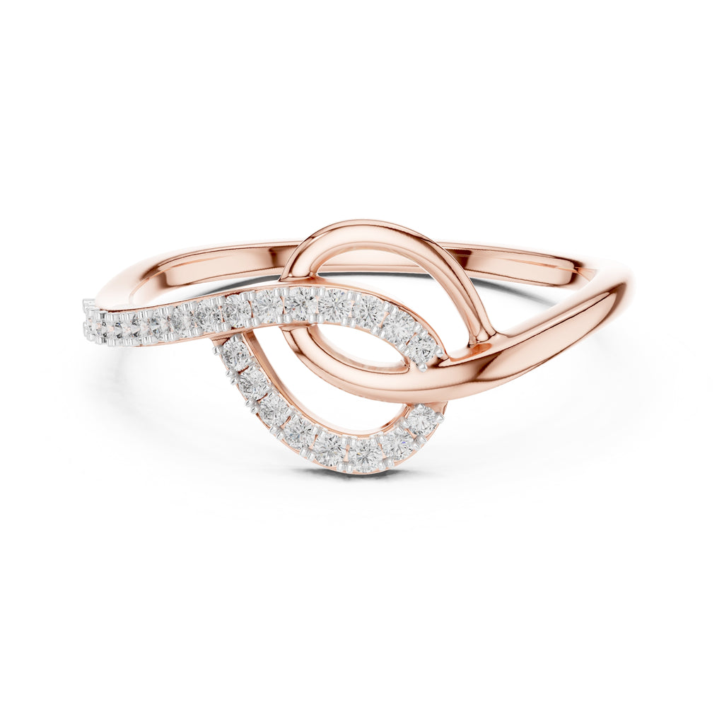 Interlocking Swirl Pavé Minimalist Ring Rose Gold