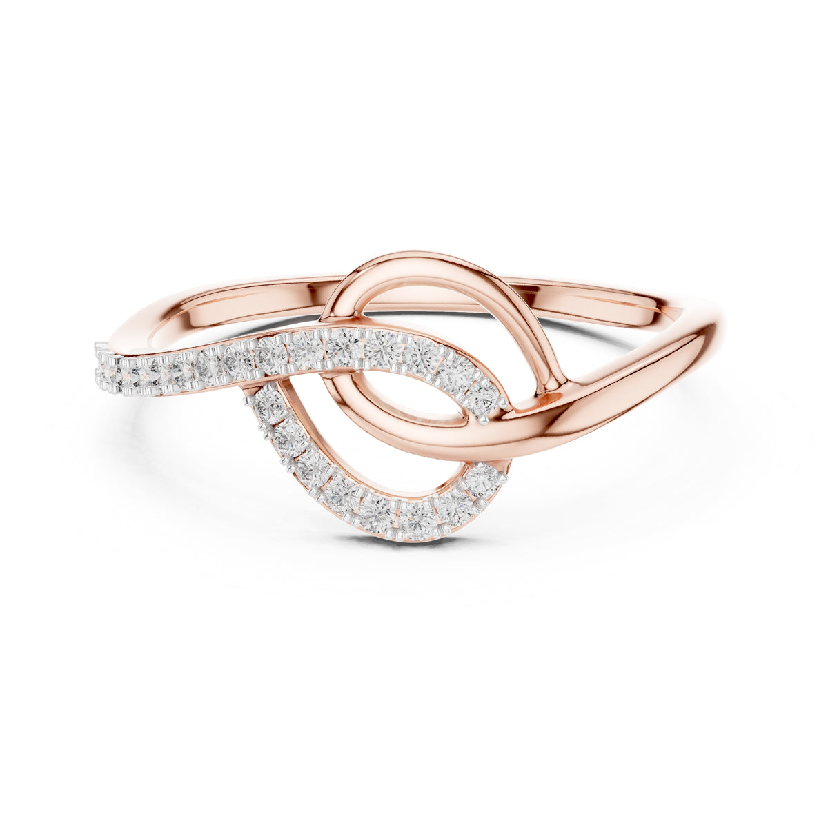 Interlocking Swirl Pavé Minimalist Ring Rose Gold