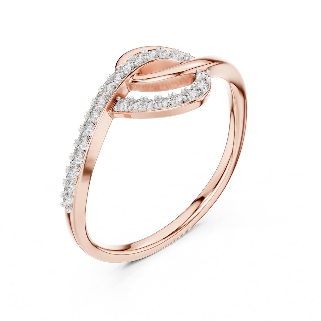 Interlocking Swirl Pavé Minimalist Ring Rose Gold