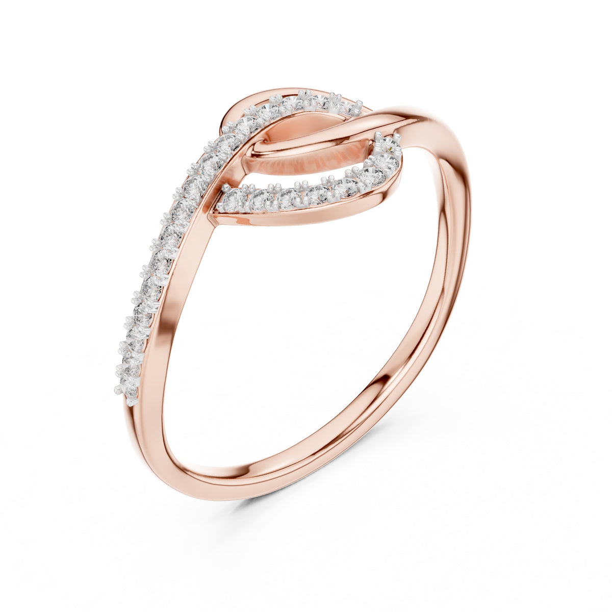 Interlocking Swirl Pavé Minimalist Ring Rose Gold