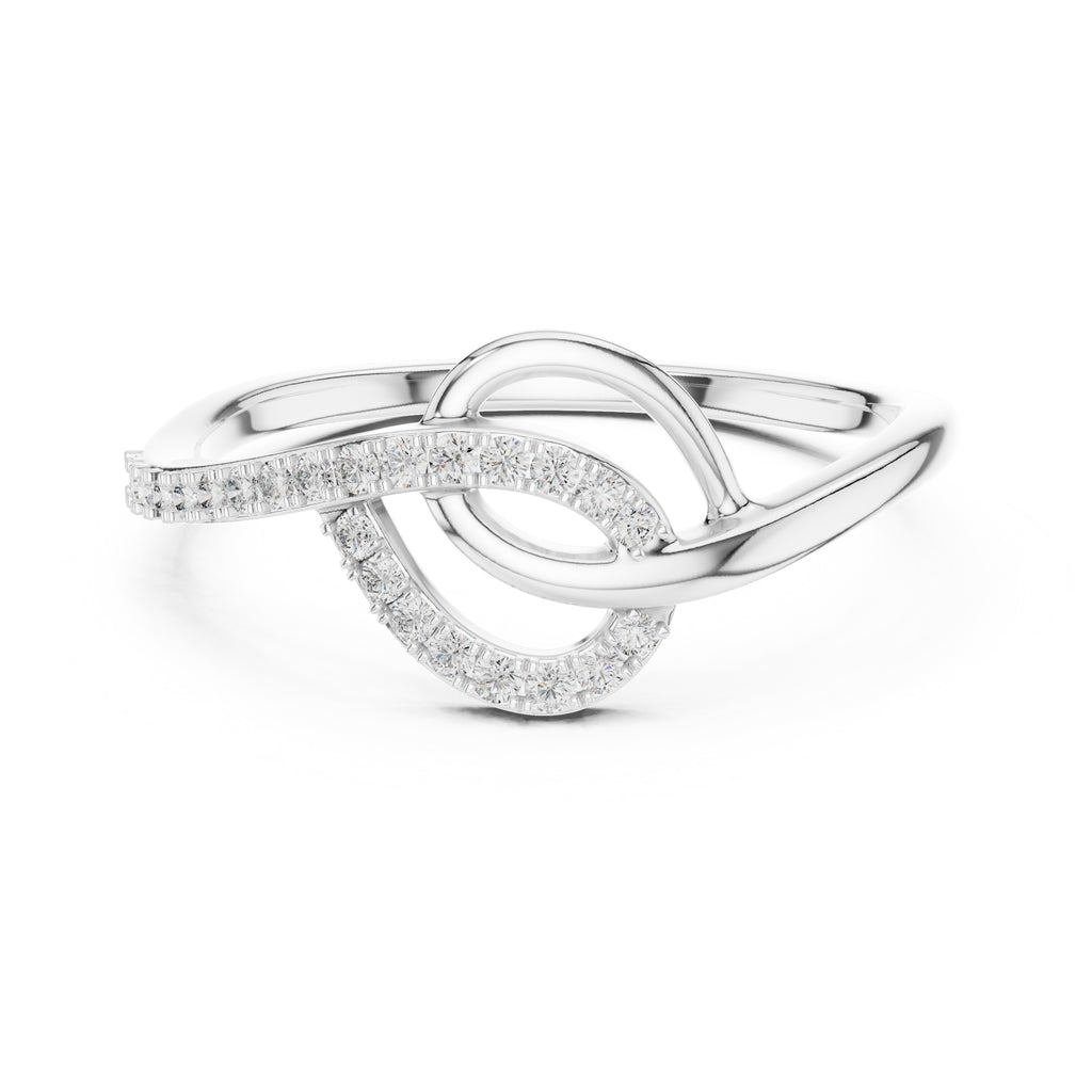 Interlocking Swirl Pavé Minimalist Ring White Gold