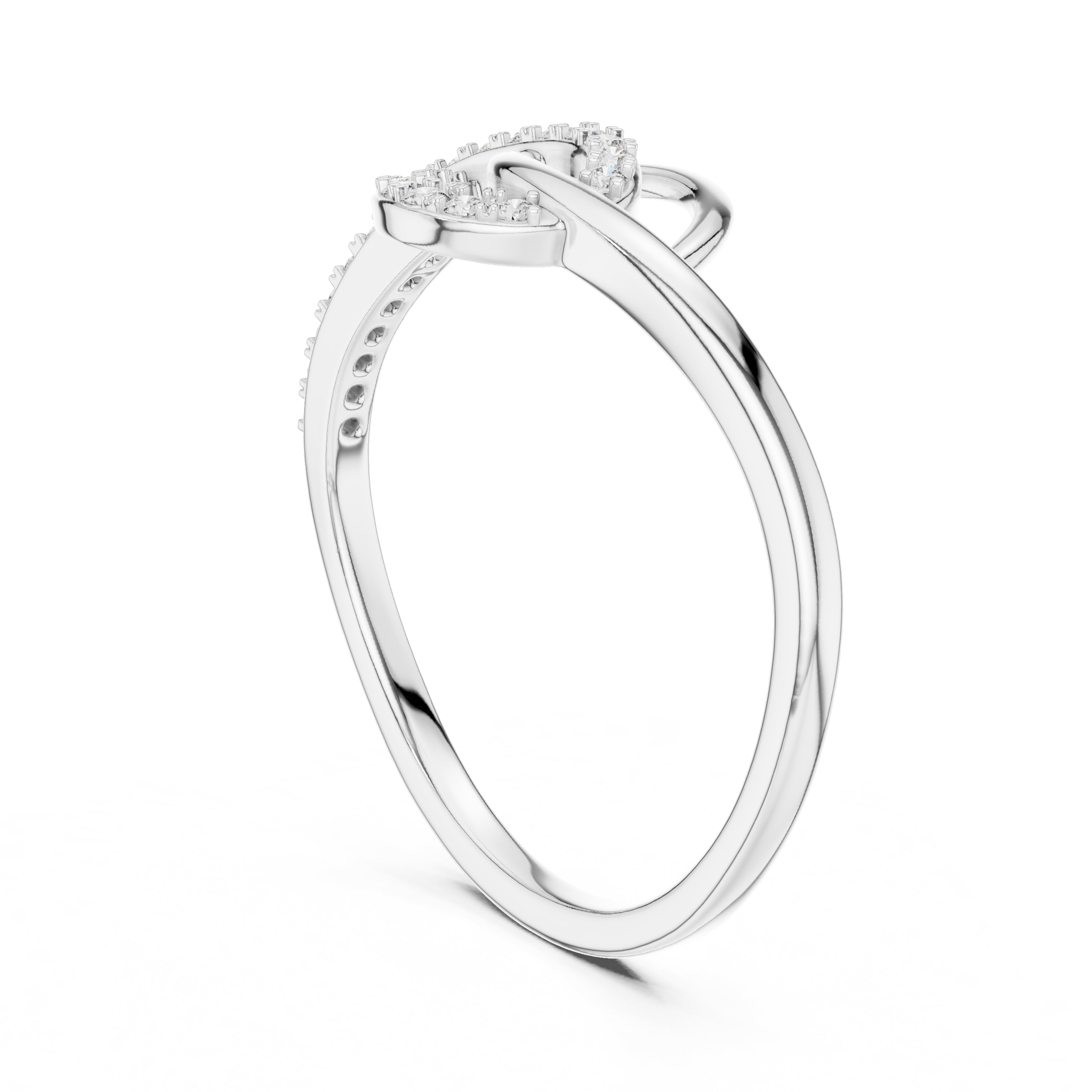 Interlocking Swirl Pavé Minimalist Ring White Gold