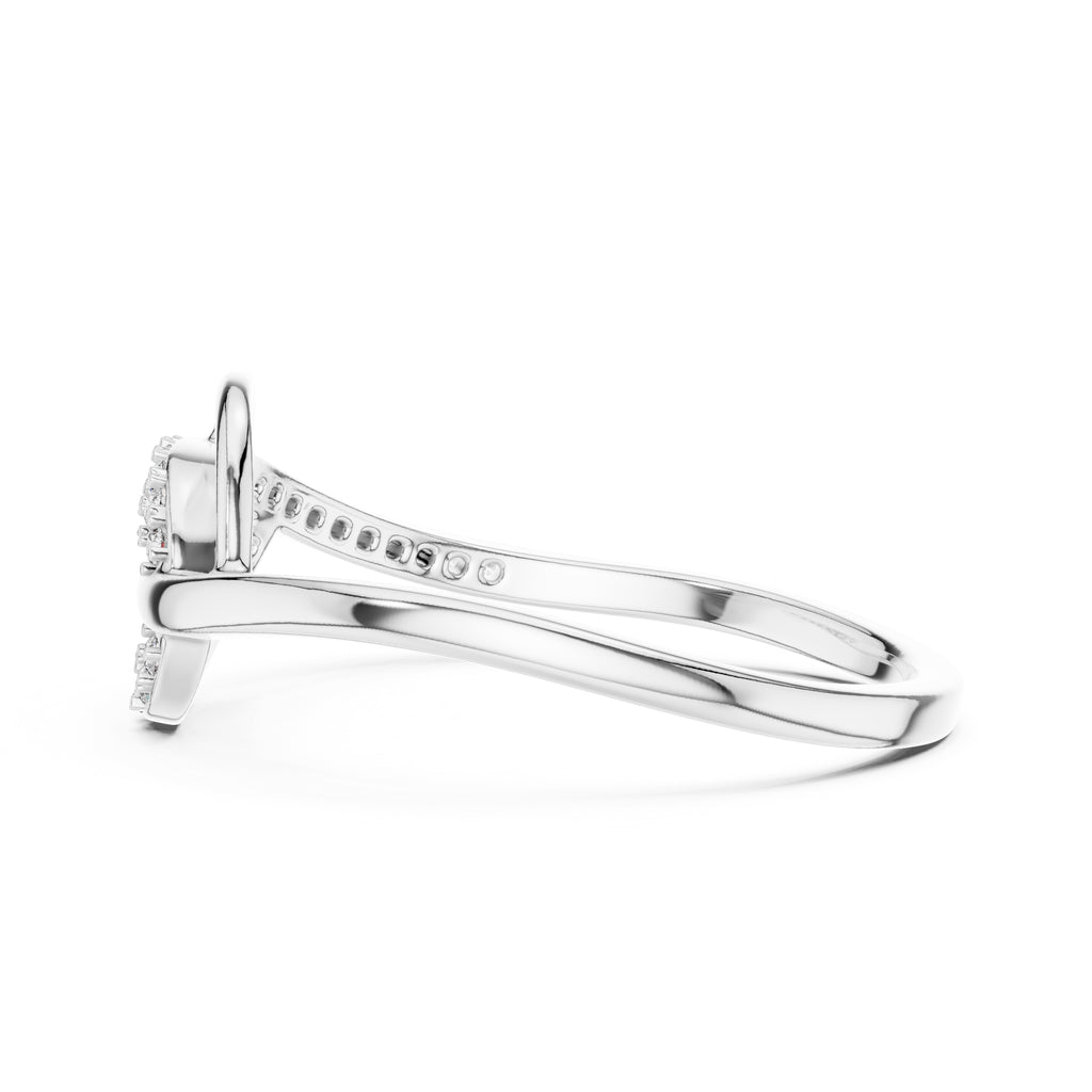 Interlocking Swirl Pavé Minimalist Ring White Gold
