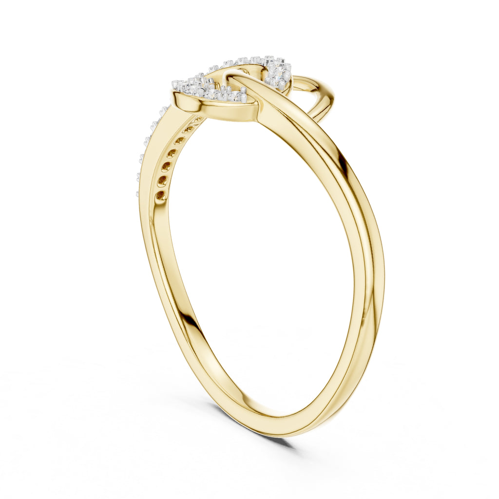 Interlocking Swirl Pavé Minimalist Ring Yellow Gold
