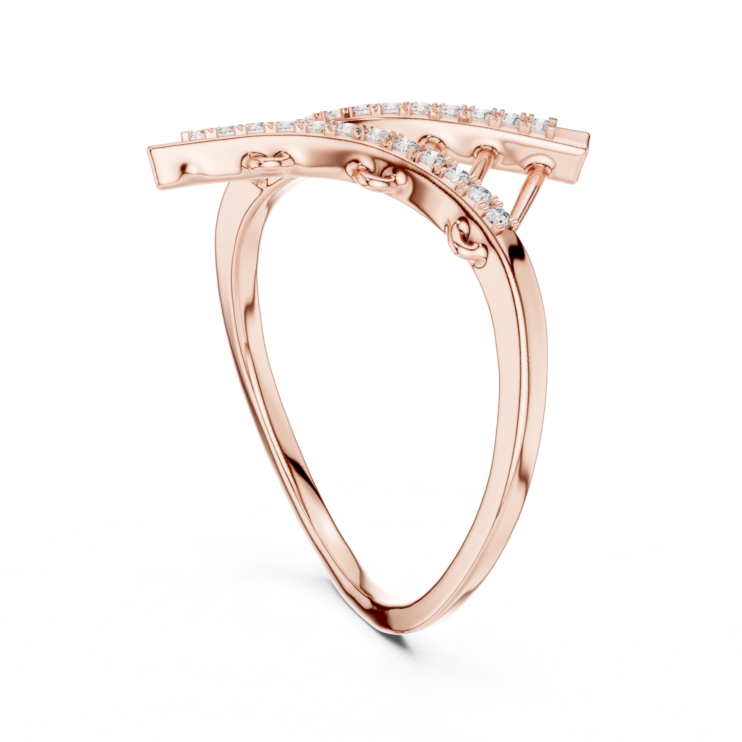 Ladder Pavé Statement Ring Rose Gold