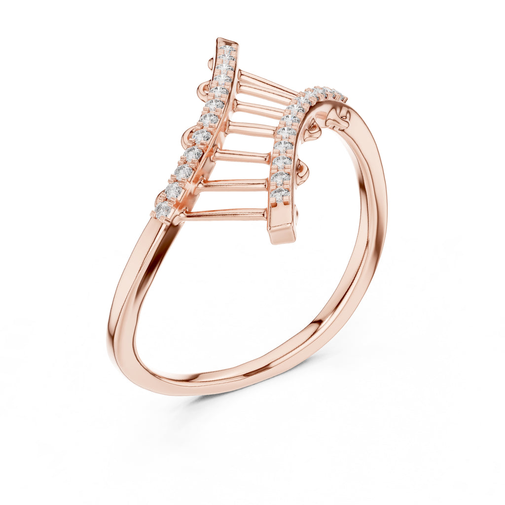 Ladder Pavé Statement Ring Rose Gold