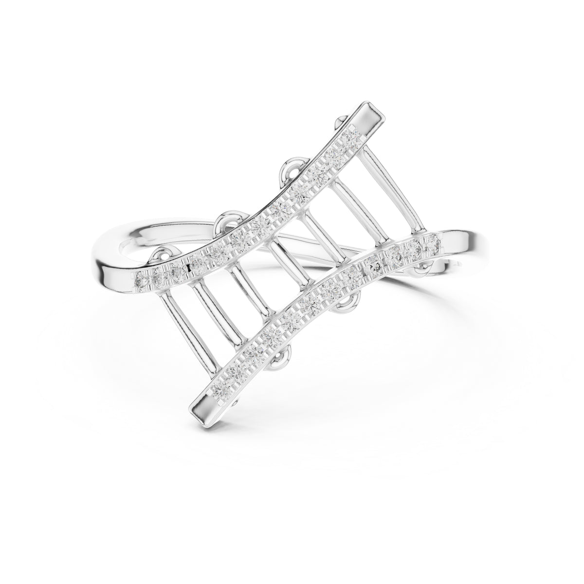 Ladder Pavé Statement Ring White Gold