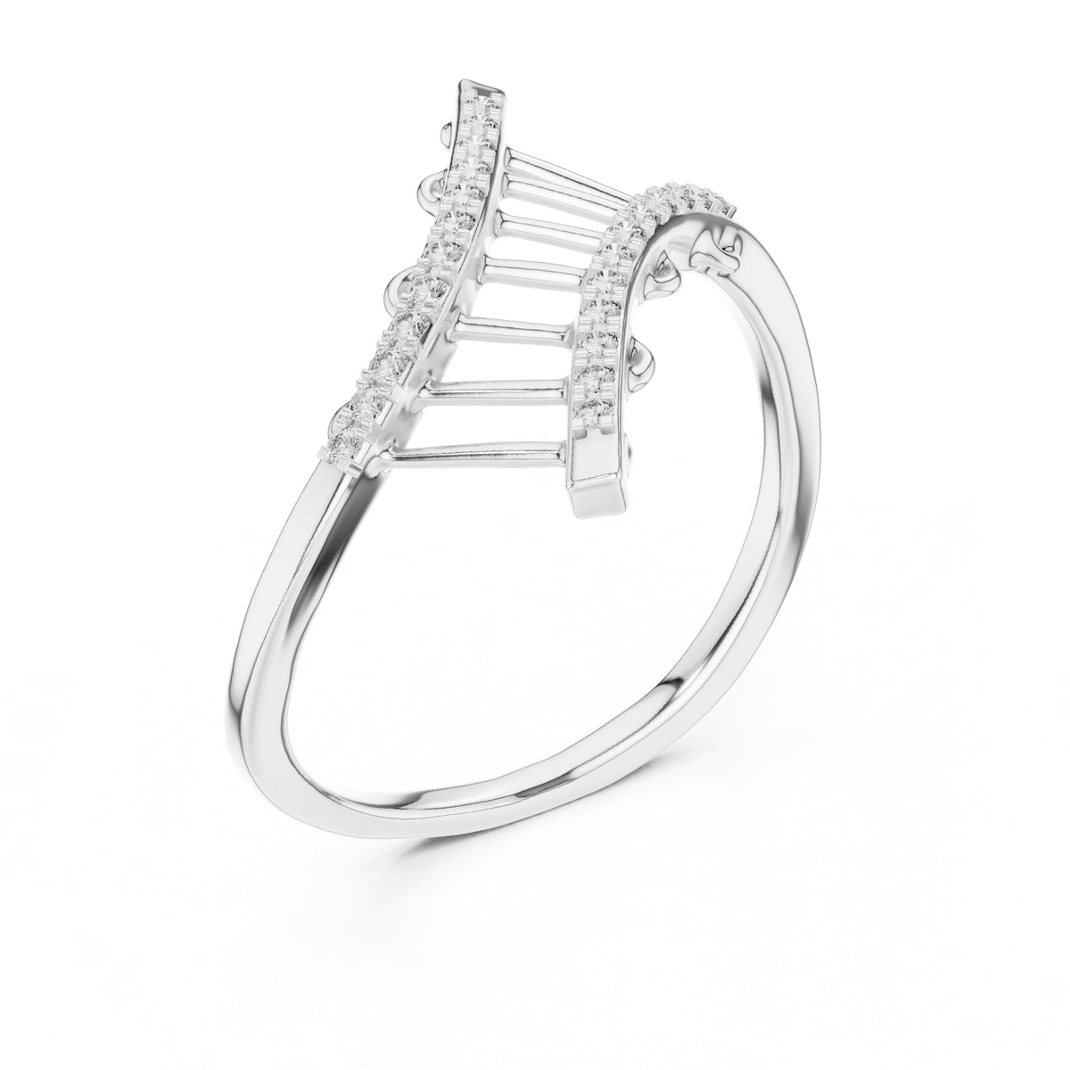 Ladder Pavé Statement Ring White Gold
