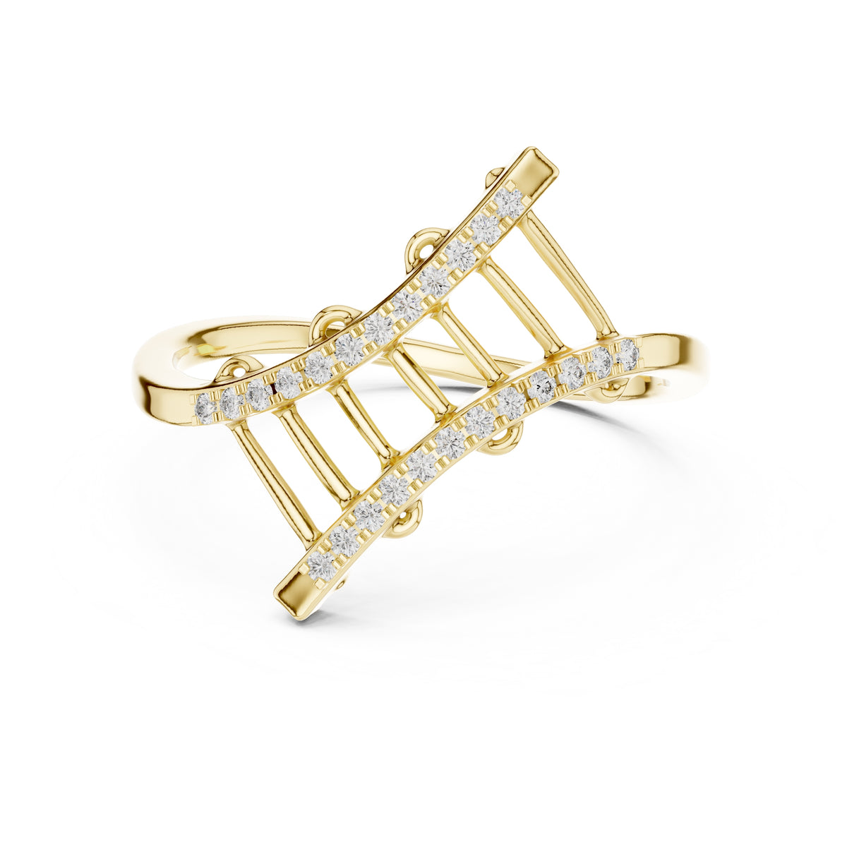 Ladder Pavé Statement Ring Yellow Gold