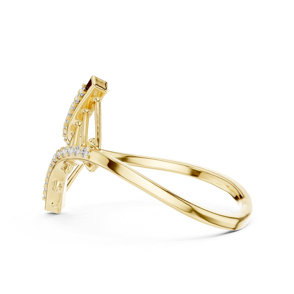 Ladder Pavé Statement Ring Yellow Gold