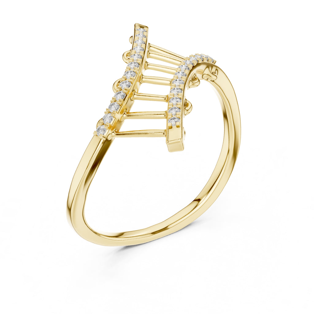Ladder Pavé Statement Ring Yellow Gold