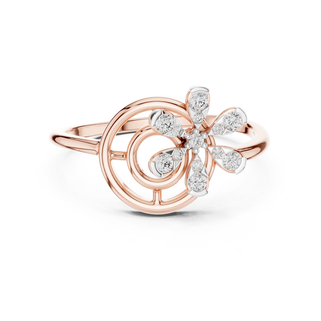 Concentric Floral Statement Ring Rose Gold